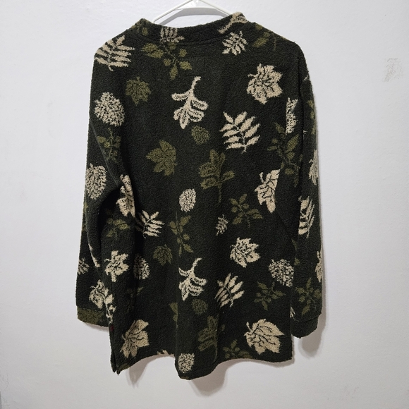 Woolrich Vneck Deep Pile Fleece Women’s Med Leaf Pattern Jacket Usa Made - Picture 2 of 7